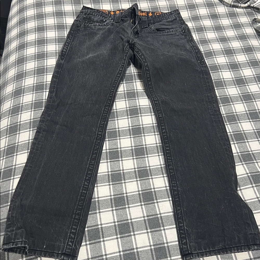 Rock Revival Mens Black Straight Leg Jeans - Picture 2 of 5